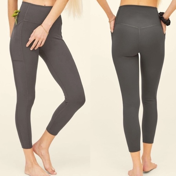 Girlfriend Collective High Waist Compressive Pocket 7/8 Leggings Smoke Gray XS - Picture 1 of 7